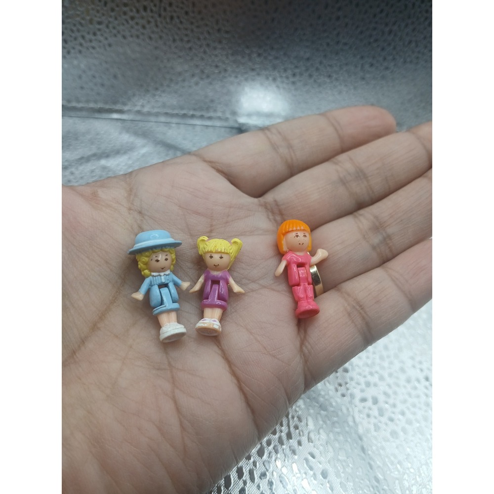 Vintage Blue-Box Tiny Dolls Miniature Figures Set of 3 Micro Dolls 1 Inch